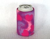 Heart Print Can Koozie / Beer Coozie Cozy Handmade