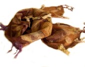 Felt scarf. Wool scarf. Mothers Day gift. Brown amber mustard lavender. Wearable felt art. "Cinnamon Caramel"