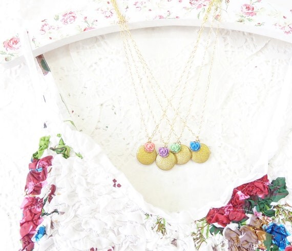 Bridesmaid Lockets - Locket Set - Round Locket Necklace - Whimsy - Bridal - Bridesmaid