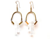Quartz crystal arc earrings