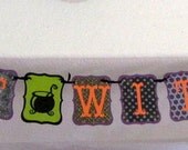 SALE - was 28.20 - BEST WITCHES Banner / Garland, Halloween, party, decoration swag bunting party decor black green orange purple cauldron