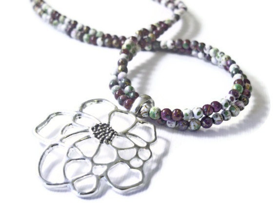 Burgundy Magnetic Hematite Necklace w/ Silver Pendant, Magnetic Necklace, Hematite Health Necklace, Healing Necklace, Good Health Necklace