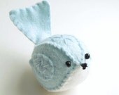 Embroidered Felt Bird in Pale Ice Blue