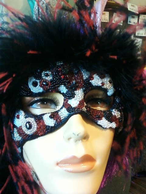 Mask Feathers in Flight /bead Embroidered