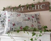 Shabby Chic Pillow with loveletters Pink Roses and Ruffles