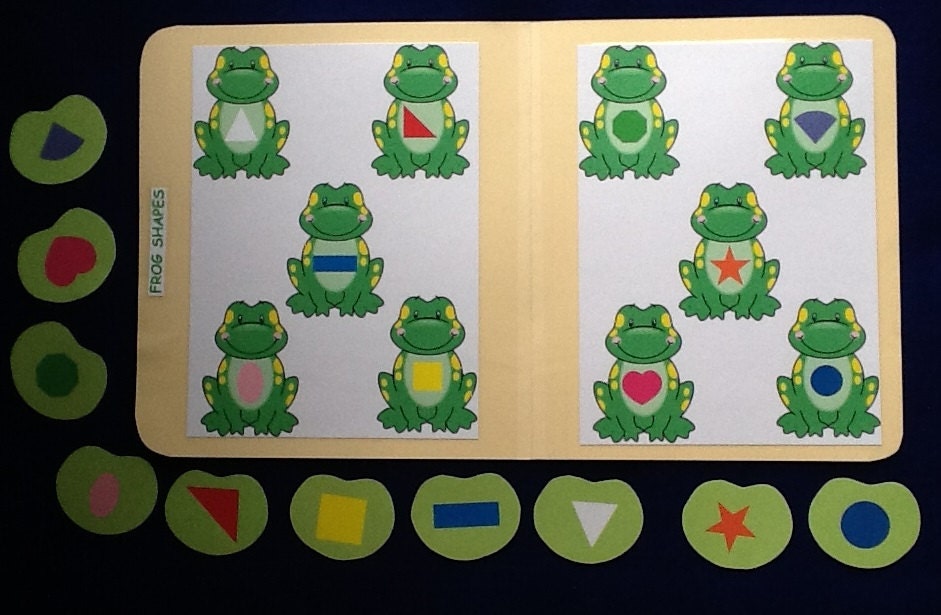 NEW Frog and Lily Pad Shapes Laminated File Folder Game