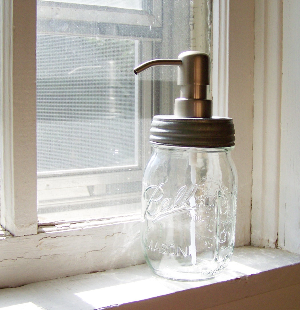 Mason Jar Soap Dispenser with Metal Pump