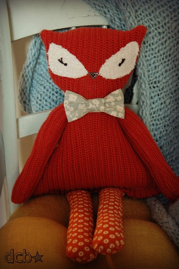 Fox plush buddy- Customizable upcycled knit