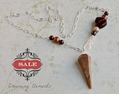 SALE Fancy Jasper Sterling Silver Pendulum Necklace