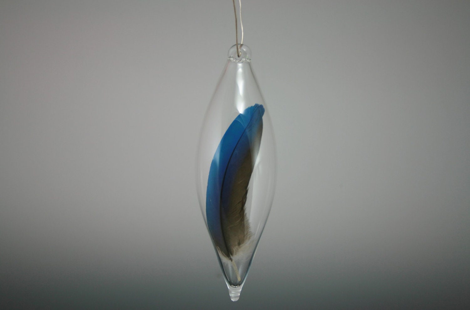 Christmas Ornament - Hand Blown Glass Ornament -  Feather Ball - visionaryglassarts