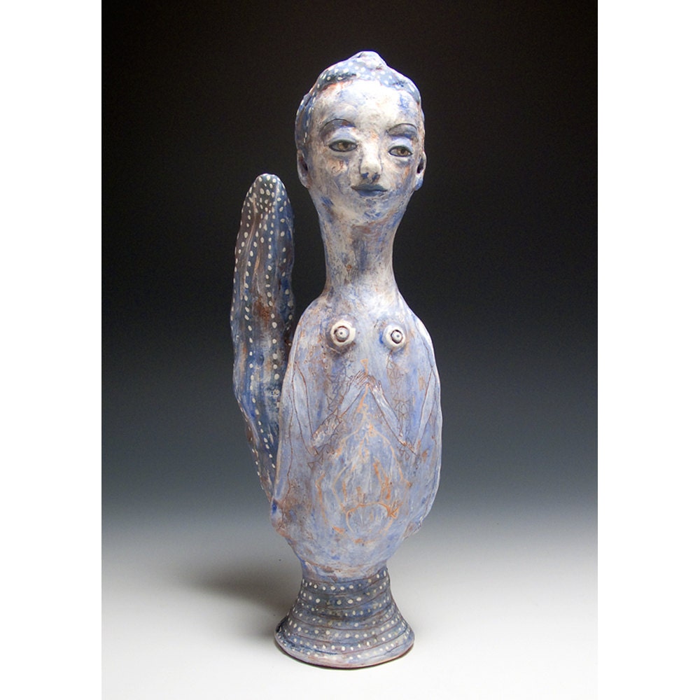 I See You Everywhere I Go - Blue Ceramic Sculpture
