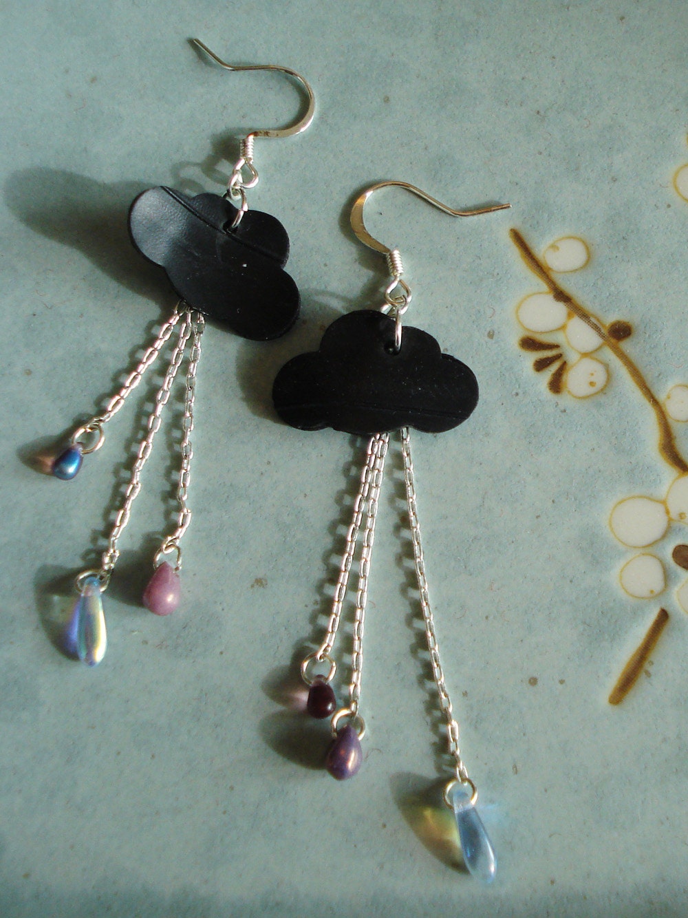 Rainy day earrings - recycled inner tube earrings