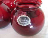 Ruby Red Vases, Vintage Anchorware Set of 4 Cottage Chic Decor Vases Table Decor Hostess Gift