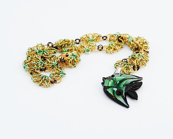 Flower Fish Chainmaille Necklace
