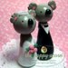 Wedding Cake Topper KOALA BEARS - Animal Kawaii Bride and Groom Figurine Couple - Handmade by The Happy Acorn