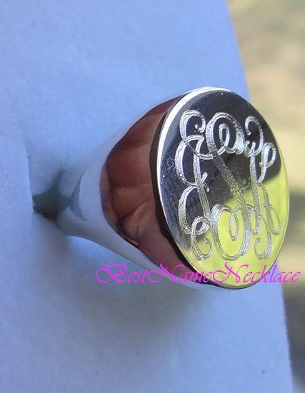 Oval Monogram Ring, Engraved, Personalized Silver monogram Ring, custom made just for you
