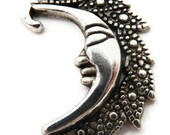 Moon Charms,  Metal Charms, 12 Pcs,  Tibetan Silver Charms, Moon Pendants