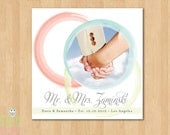 Beautiful Watercolor Circles Wedding Announcements - What an elegant way to share the news - Just Married - Set of 10