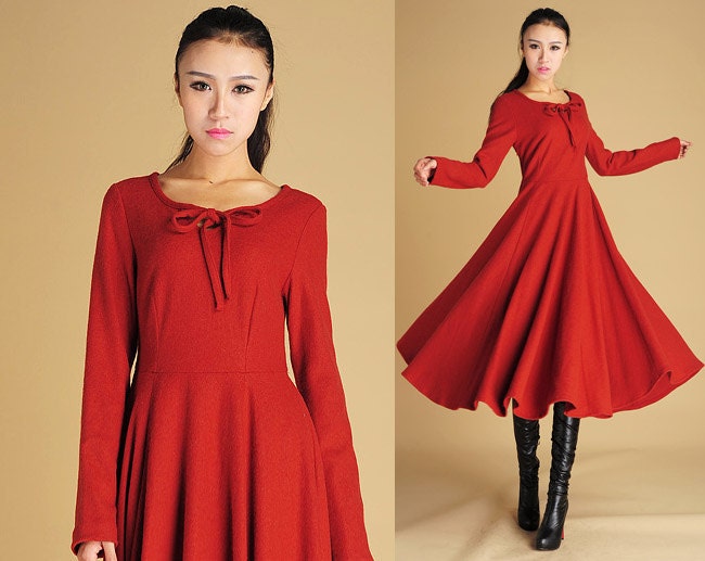 maxi wool dress with keyhole detail (445)