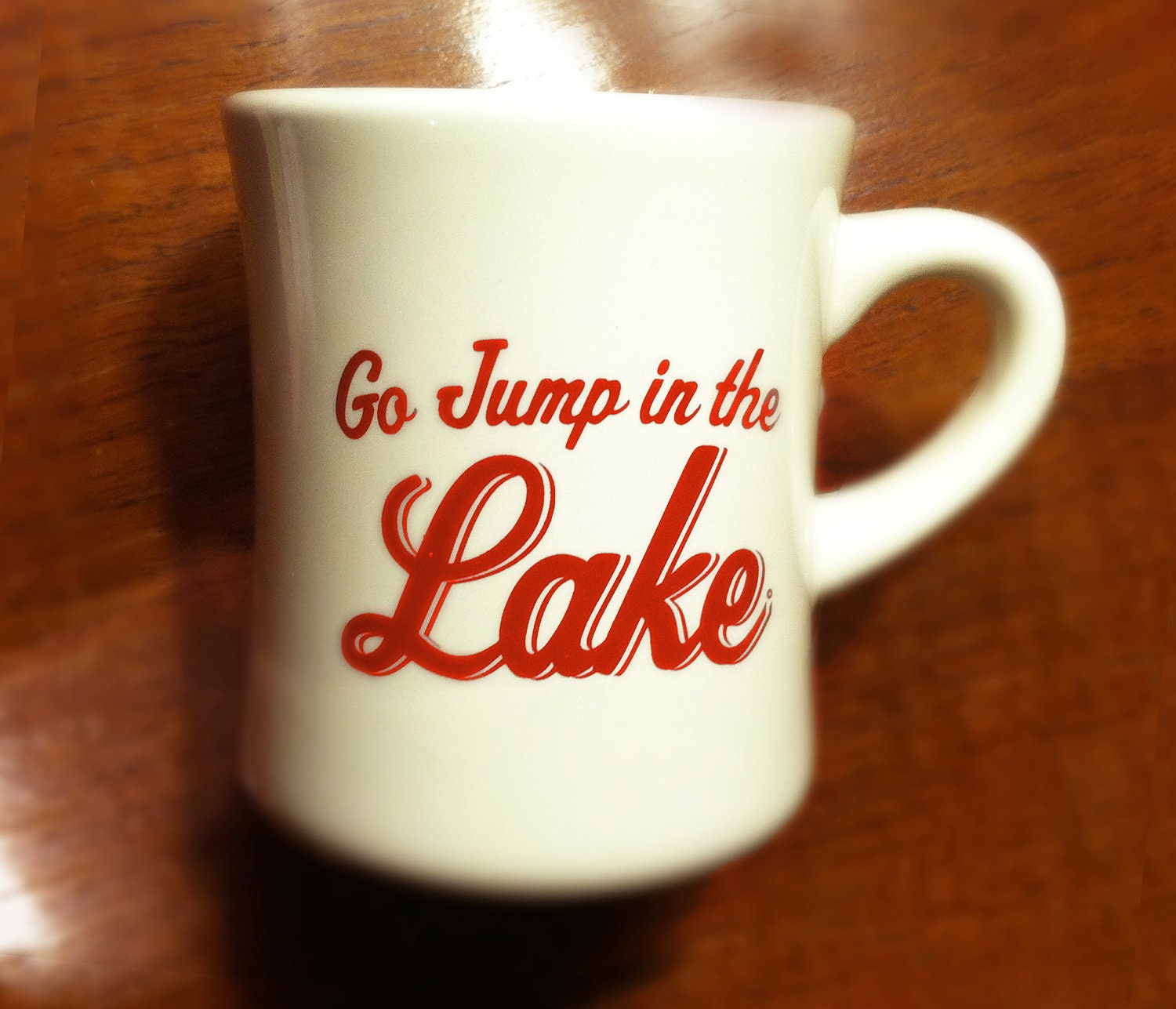 Go Jump in the Lake red "Diner" mug