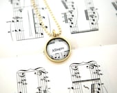 Custom Listing - Music Lover's Gold Toned Pewter Pendant Under Glass Dome MADE in USA