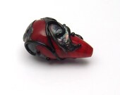 Handmade lampwork focal bead  -  Red Teardrop  -  metallic shards, glass focal bead, conical bead