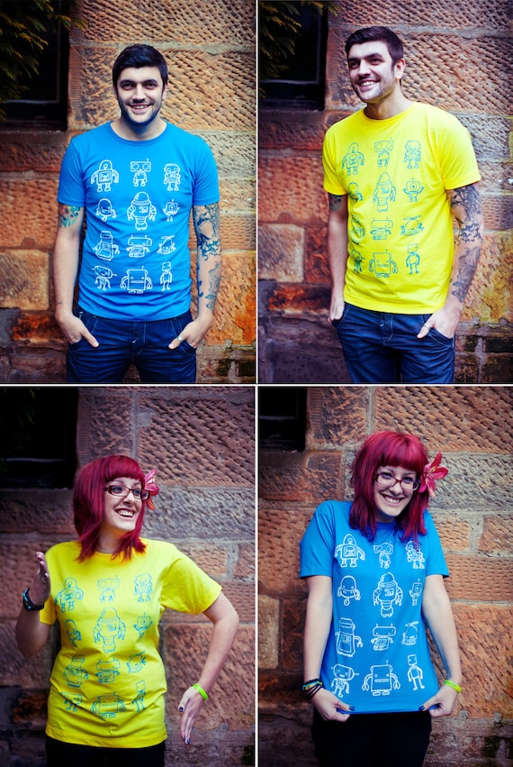 Robot T-shirt Unisex Small Medium and Large in 2 Colours.