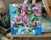 Original Oil Painting Magenta Lilacs Impasto Palette Knife Art