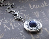 Silver Locket Necklace - Enchanted Lapis Lazuli Wreath - Jewelry By TheEnchantedLocket - STUNNING Wife Bride Anniversary Gift