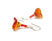 Tangerine Earrings, Orange Red Yellow, Fire Flower Earrings, Long Sterling Silver Dangle Earrings, Fashion Gift For Her Under 2 - CCARIA