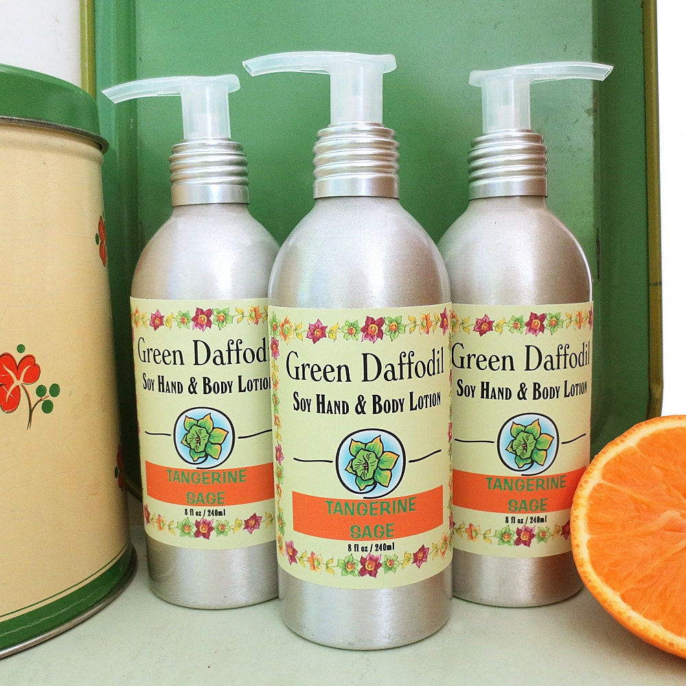 Tangerine Sage Soy Hand & Body Lotion - Green Daffodil - VEGAN