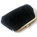 Black Velour Clutch, Vintage Clutch Purse, 80s Purse, Black and Gold, Retro Fashion