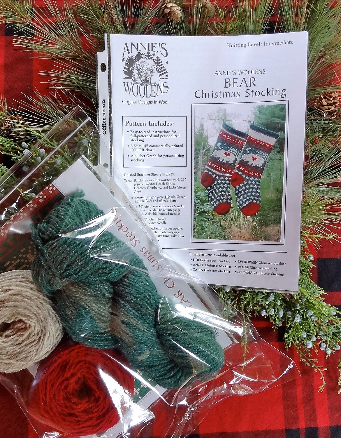 Christmas Stocking Wool Knitting Kit - BEAR