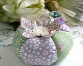 Pincushion, Purple and Green 1930's Print Granny Tomato- Made to Order