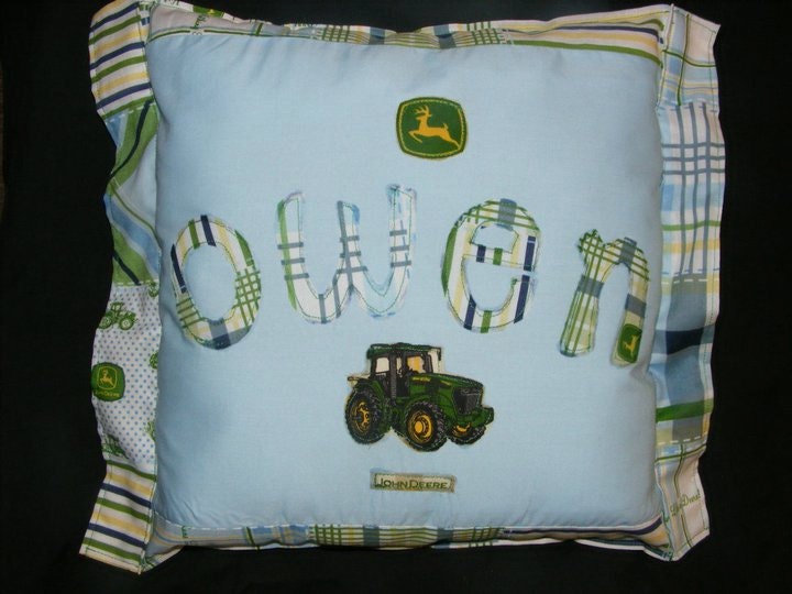 PERSONALIZED Hand Cut Fabric Appliqued Name Pillow  Your Choice of Fabrics