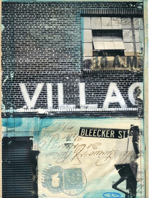 Hurricane Sandy Relief - Village Garage No. 1 - matted 6" x 8" original New York City mixed media painting on paper