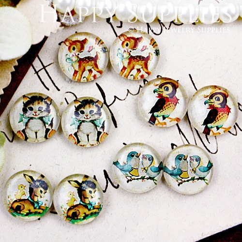 10pcs 12mm (MGC73) Handmade Photo Glass Cabochon