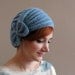 Blue Crochet Beret with Bow