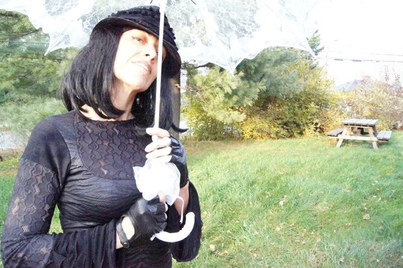 Steampunk Black Victorian Top - Long Sleeves - Gothic Shirt - Blouse - Tunic - Burning Man - Black Vegan Leather - Size Medium