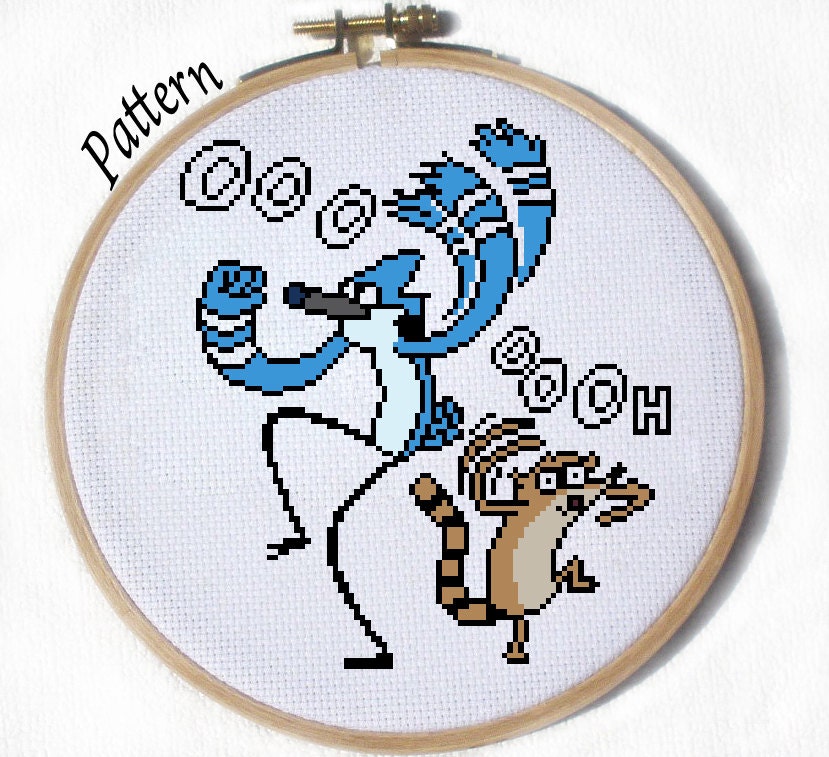 Mordecai & Rigby Regular Show Cross stitch pattern