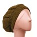 Olive Green French Beret with Red Felt Ribbon Pin