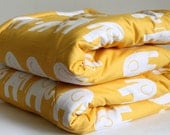 Super Size Baby Play Mat: Marching Elephants Print, Double Padded Quilted Baby Activity Mat