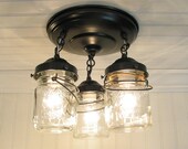 Vintage Mason PINT Jar CEILING LIGHT Trio