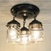 Vintage Mason PINT Jar CEILING LIGHT Trio