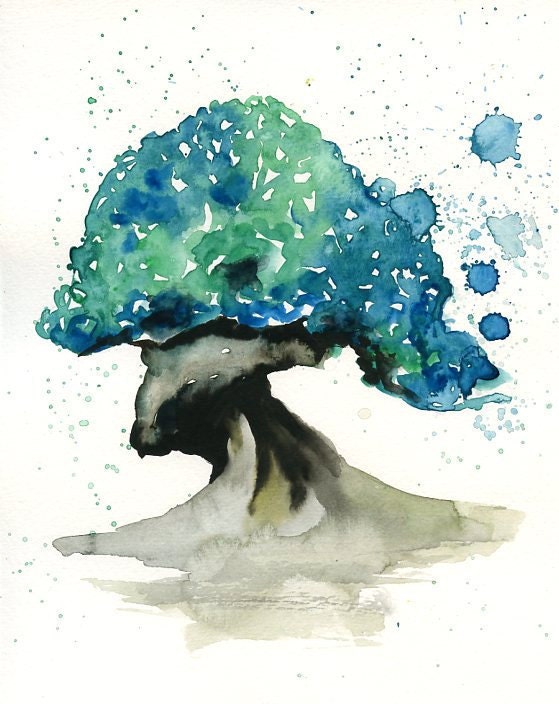 Bonsai Landscape painting-Watercolor-Archival Print from my original watercolor painting 8x10 inch