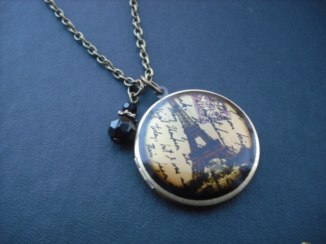 Eiffel Tower altered photo locket necklace version 3