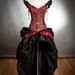 Custom Size Black and Red Steampunk Burlesque corset with train prom dress