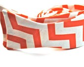 Small Orange Chevron Cotton Freestyle Bow Tie -  Mens Bow Ties, Boys Bow Ties, Custom Bow Ties, Cotton Bow Ties, Freestyle Bow Tie