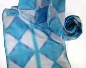 Blue Diamond Cotton Scarf, Mens or Ladies, Shibori