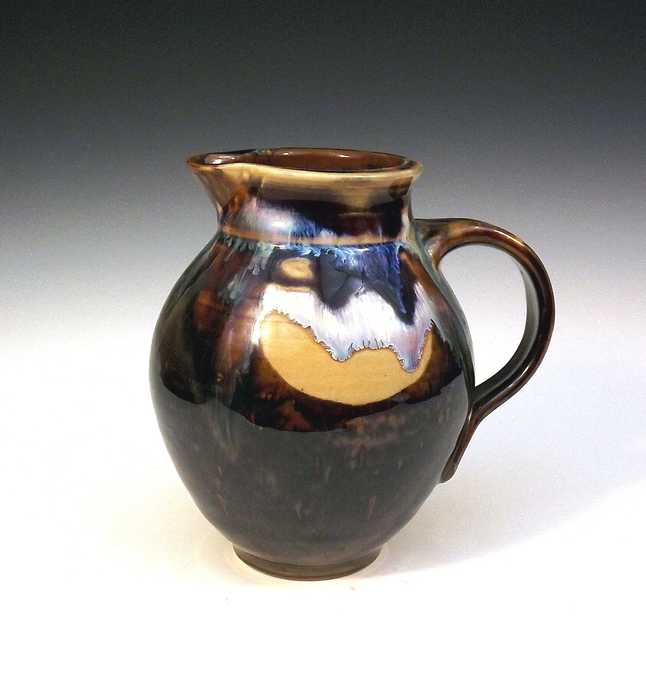 Pottery Pitcher Amber Glazed Porcelain Creamer